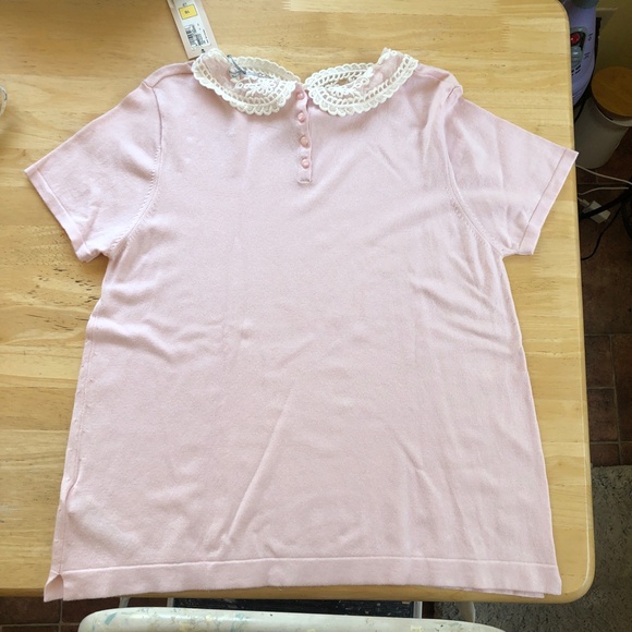 PINK TOP WITH FANCY WHITE COLLAR UK SIZE 16 - Picture 4 of 10